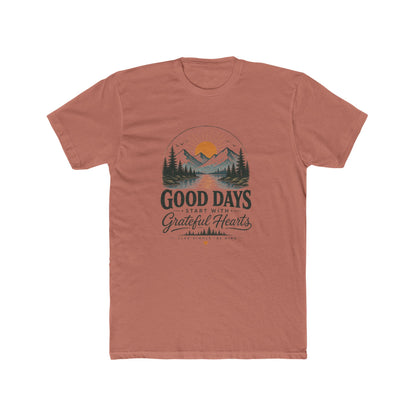 Good Days Start With Grateful Hearts T-Shirt | Mountain Sunrise Graphic Tee