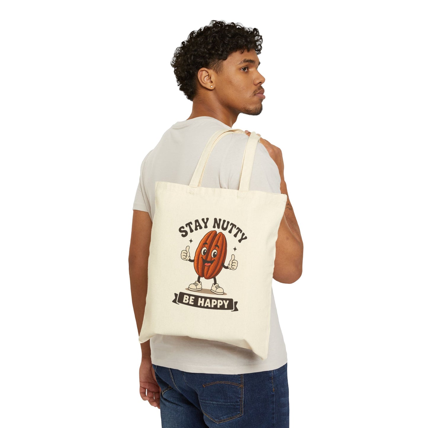 Stay Nutty Be Happy Tote Bag — Cute Eco-Friendly Canvas Bag