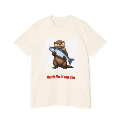 Otter Holding Salmon T-Shirt | "Catch Me If You Can" Funny Fishing Tee