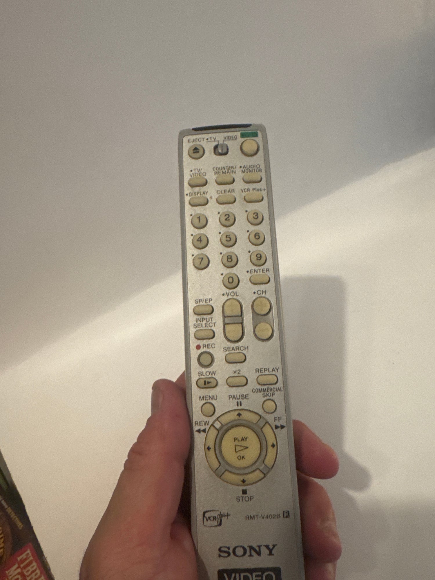 Sony RMT-V402B remote control for VCR playback