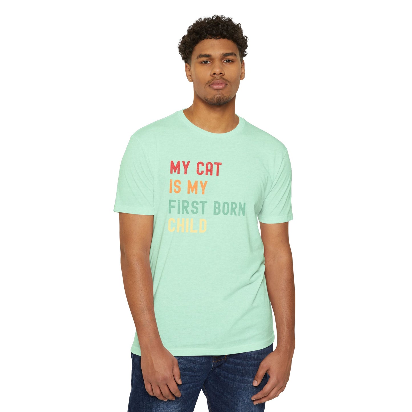 Funny Cat Lover T-Shirt – 'My Cat Is My First Born' Unisex Pet Parent Tee