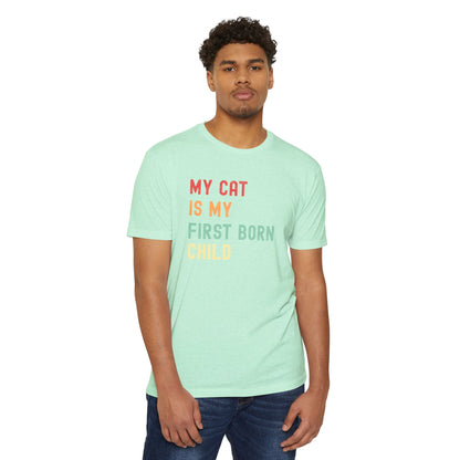 Funny Cat Lover T-Shirt – 'My Cat Is My First Born' Unisex Pet Parent Tee