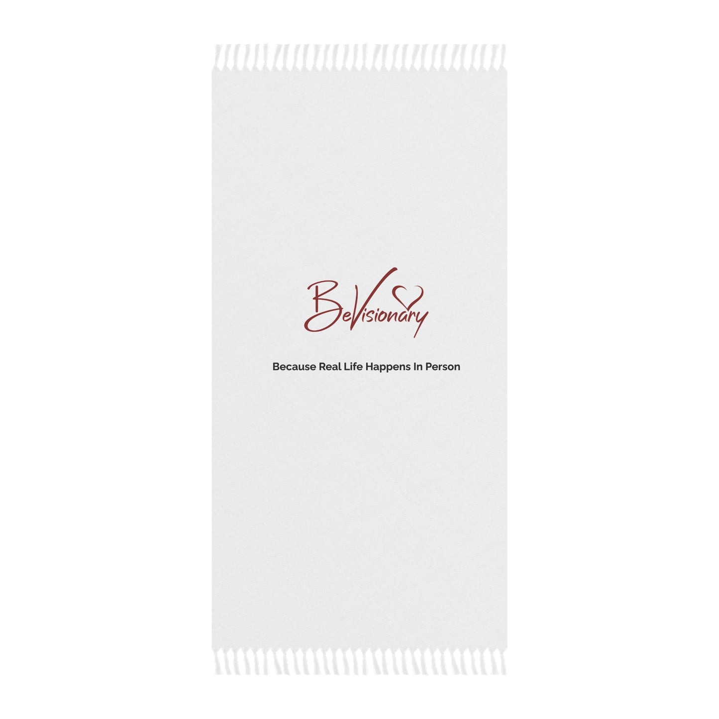 White towel with 'BeVisionary' logo and text on a white background