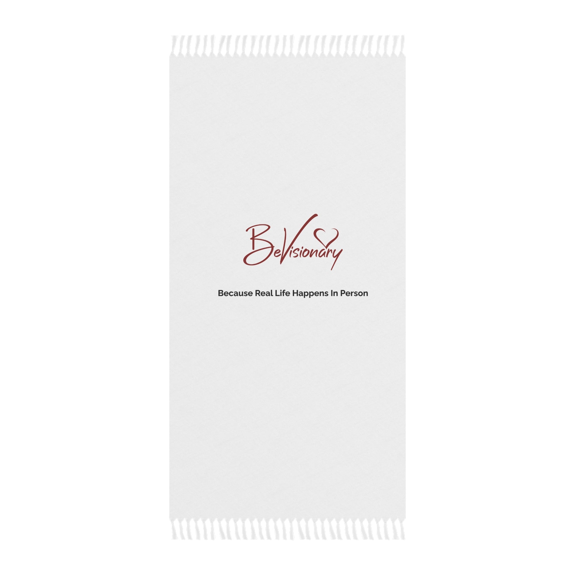 White towel with 'BeVisionary' logo and text on a white background