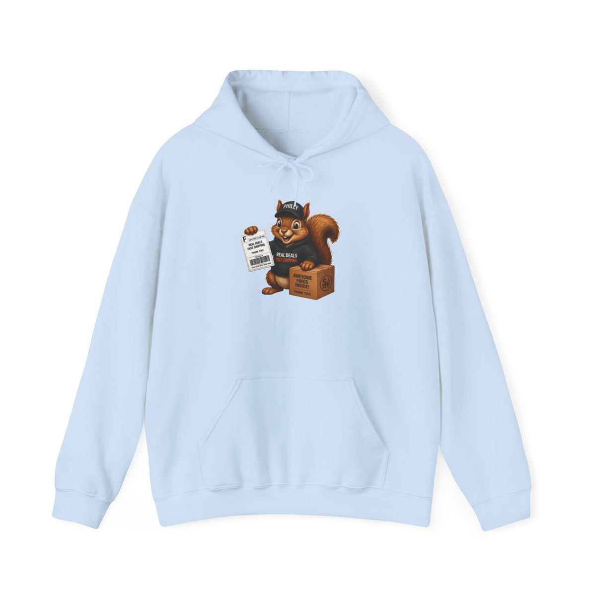 Squirrel Courier Hoodie – Cute Delivery Squirrel Holding Package & Receipt