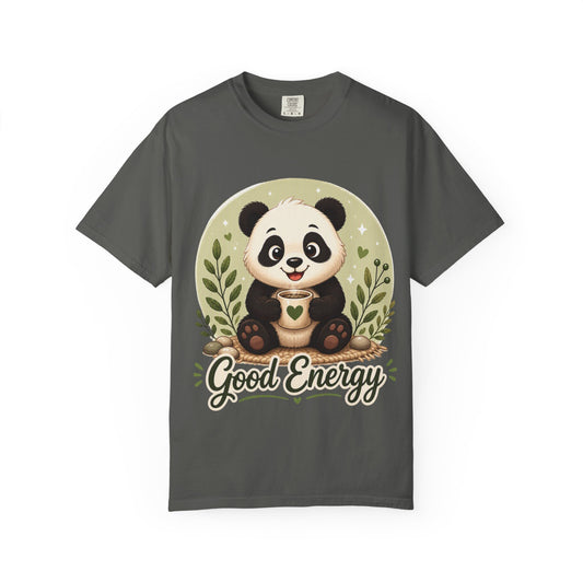 Good Energy Panda T-Shirt | Positive Vibes Cute Panda Graphic Tee for Women Men | Funny Motivational Animal Shirt | Soft Unisex Tee S–2XL