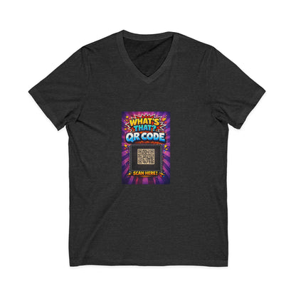 QR Code V‑Neck T‑Shirt with What’s This Graphic