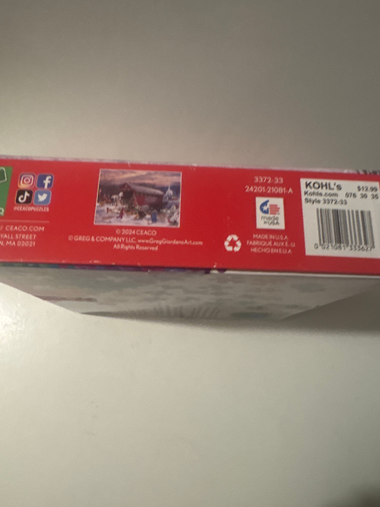 Ceaco 1000pc Christmas Puzzle – Classic Red Barn Holiday Jigsaw