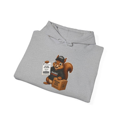 Squirrel Courier Hoodie – Cute Delivery Squirrel Holding Package & Receipt