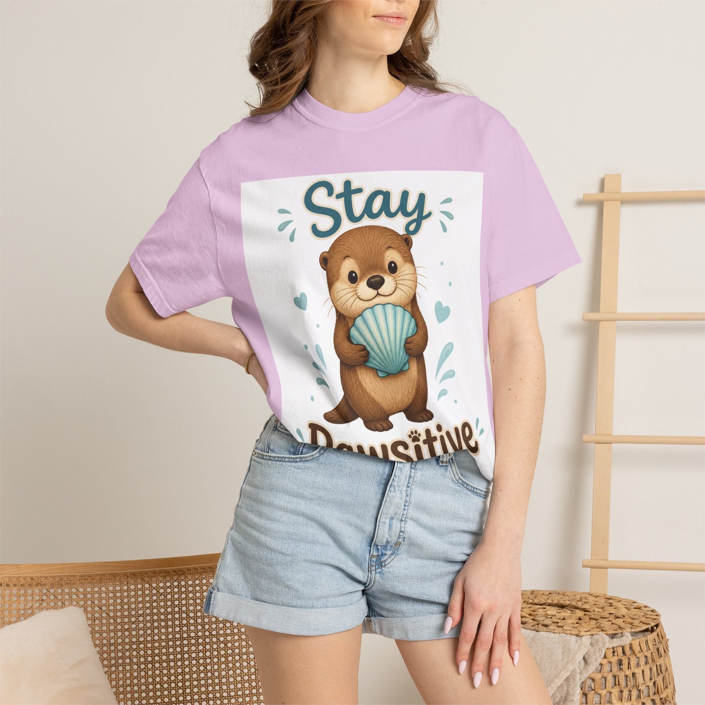 Stay Pawsitive Otter T-Shirt – Cute Animal Graphic Tee