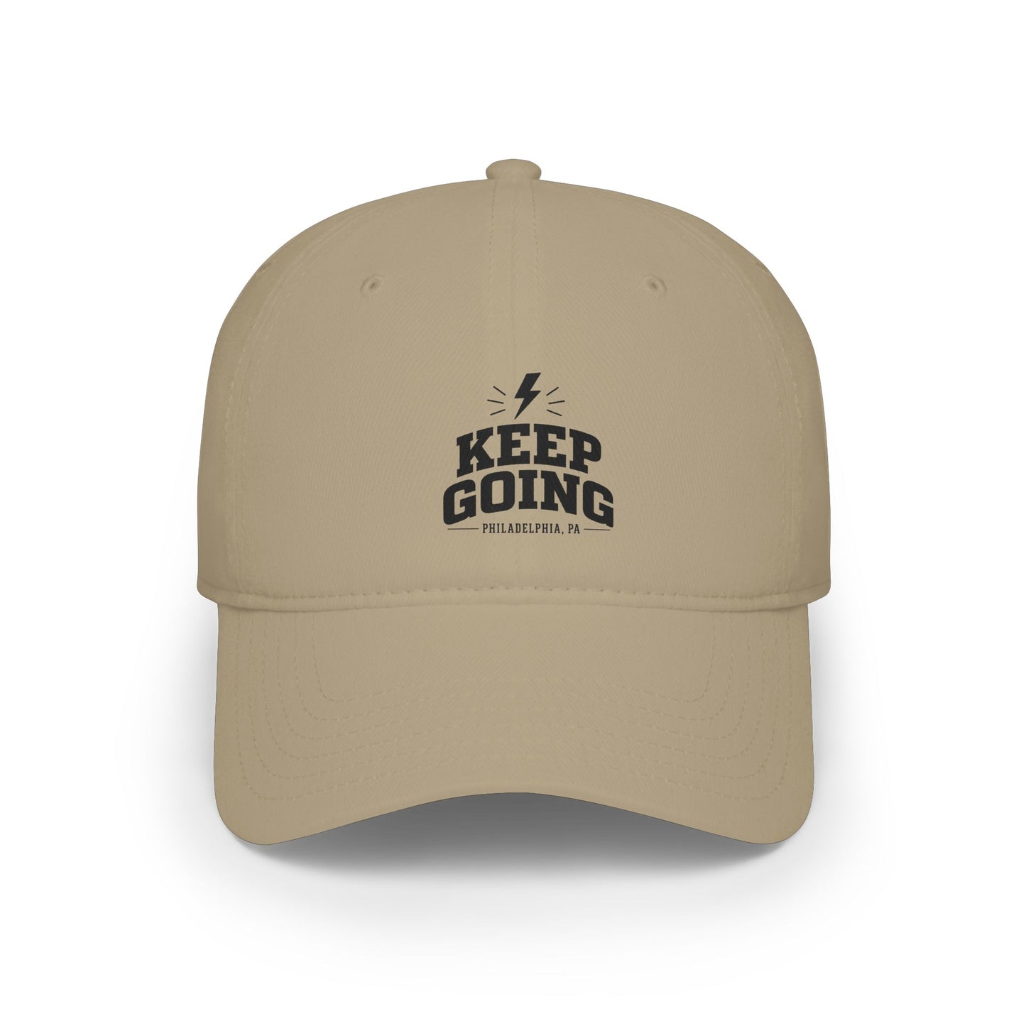 Keep Going Low Profile Baseball Cap — Motivational Embroidered Hat