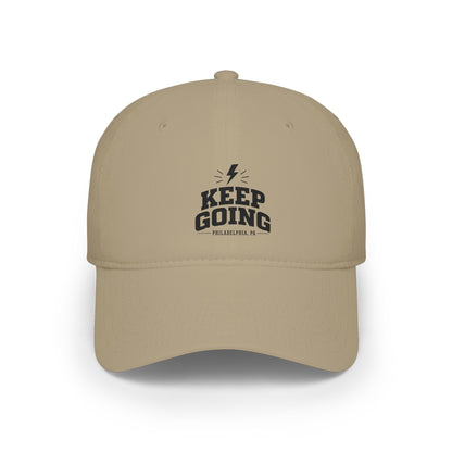 Keep Going Low Profile Baseball Cap — Motivational Embroidered Hat
