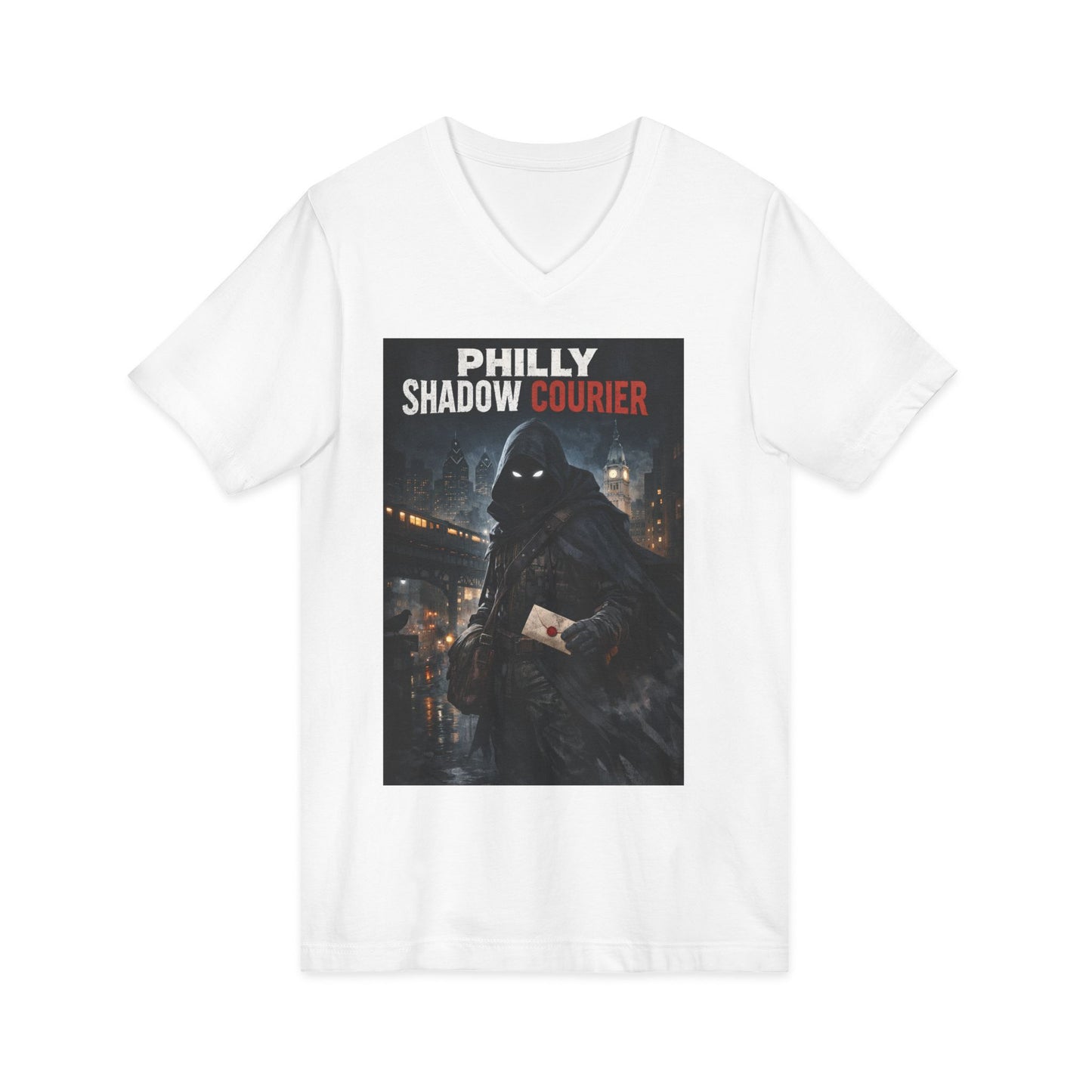 Philly Shadow Courier V‑Neck Tee – Unisex Graphic Shirt