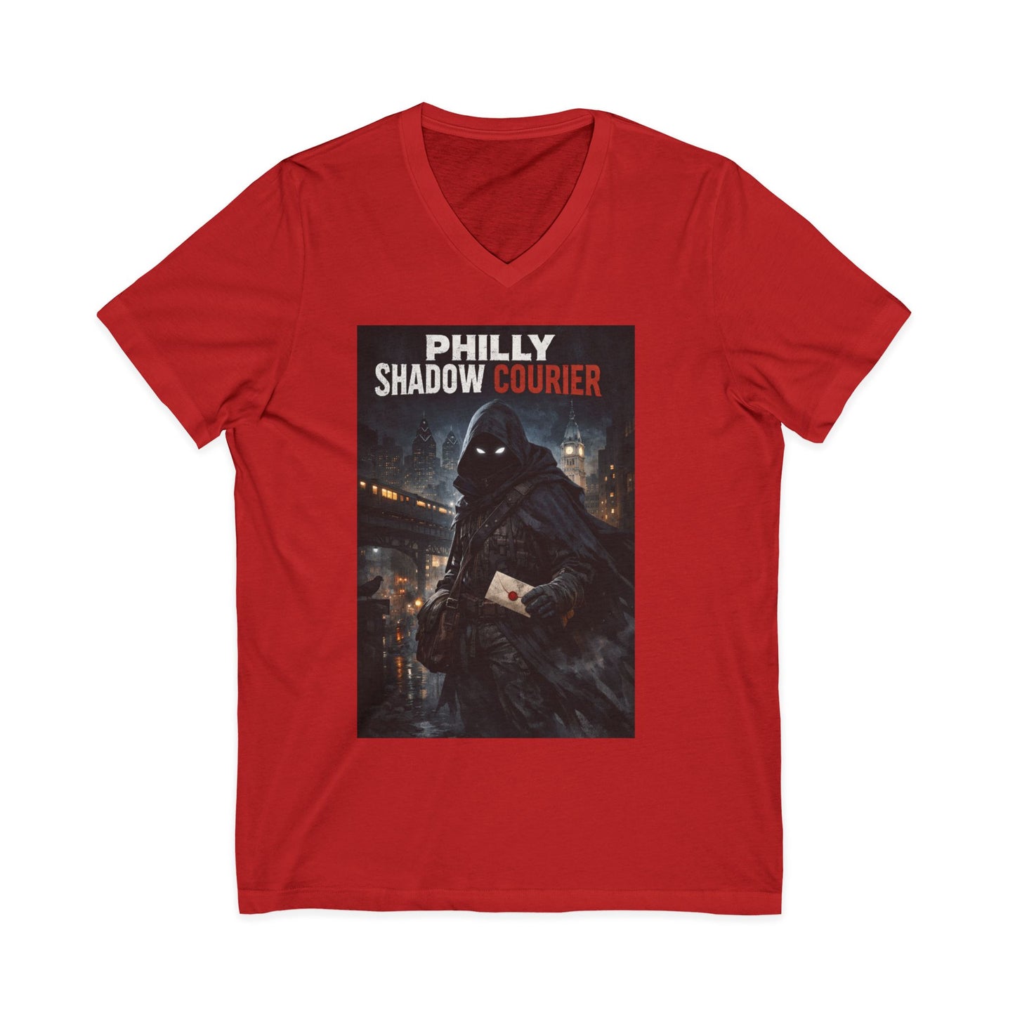 Philly Shadow Courier V‑Neck Tee – Unisex Graphic Shirt