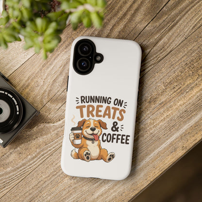 Running on Treats & Coffee Phone Case | Cute Dog Design for iPhone & Samsung