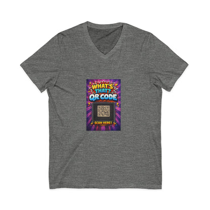 QR Code V‑Neck T‑Shirt with What’s This Graphic