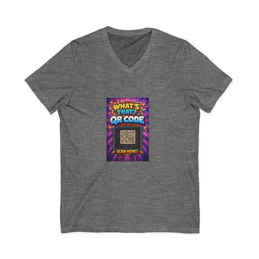 QR Code V‑Neck T‑Shirt with What’s This Graphic