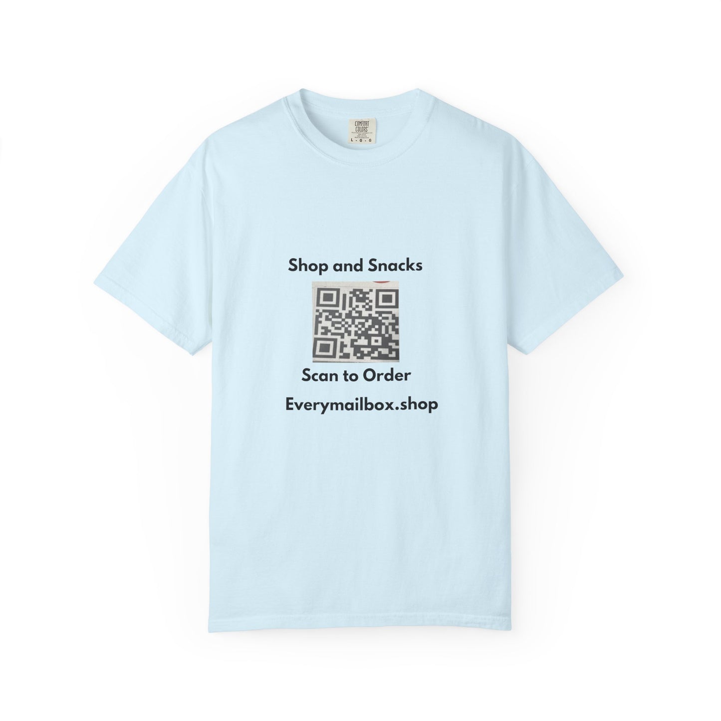 QR Code Promo T-Shirt — "Shop and Snacks" Scan to Order Tee