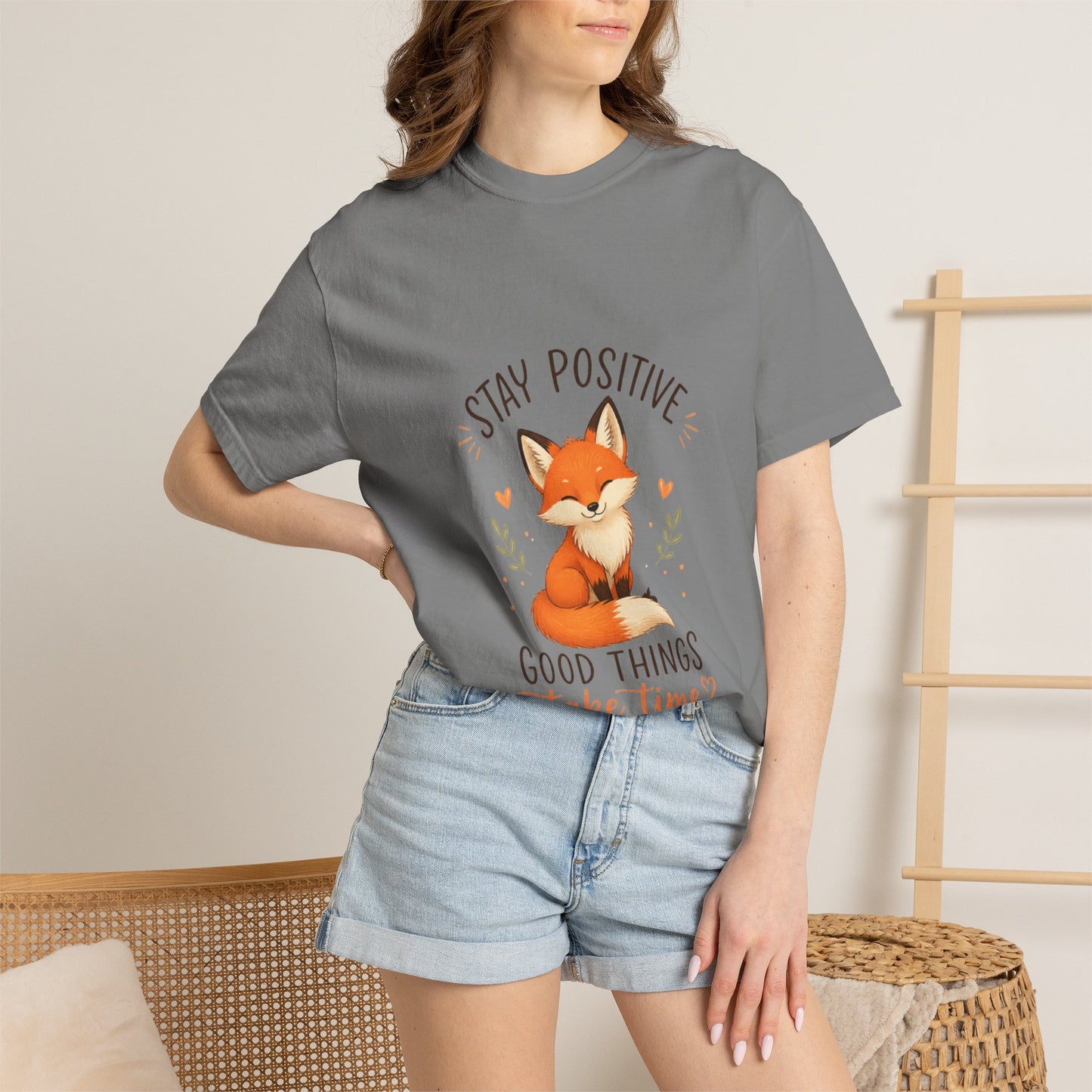 Fox Graphic T-Shirt — "Good Things Take Time" Stay Positive Inspirational Tee
