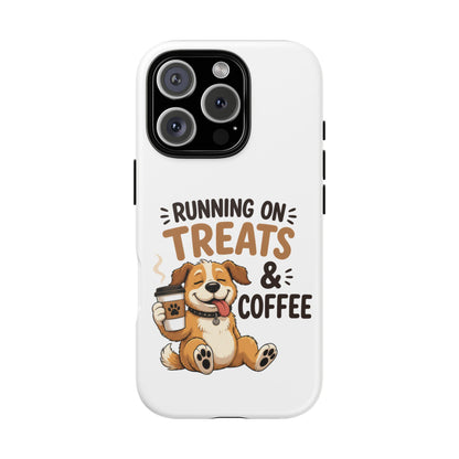 Running on Treats & Coffee Phone Case | Cute Dog Design for iPhone & Samsung