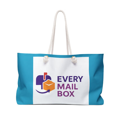 Tote bag with 'Every Mail Box' logo on a white background