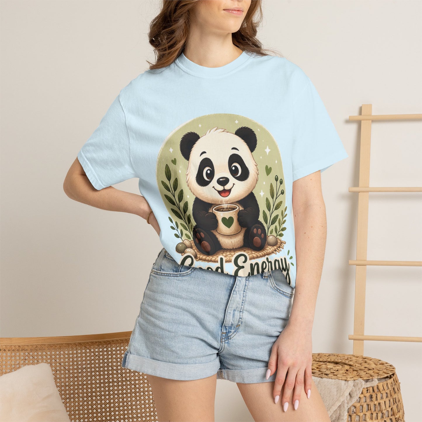 Good Energy Panda T-Shirt | Positive Vibes Cute Panda Graphic Tee for Women Men | Funny Motivational Animal Shirt | Soft Unisex Tee S–2XL