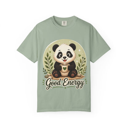 Good Energy Panda T-Shirt | Positive Vibes Cute Panda Graphic Tee for Women Men | Funny Motivational Animal Shirt | Soft Unisex Tee S–2XL