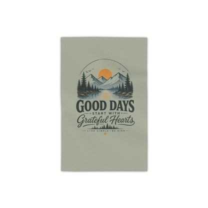 Good Days Grateful Hearts Beach Towel | Mountain Sunrise Print