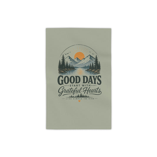 Good Days Grateful Hearts Beach Towel | Mountain Sunrise Print