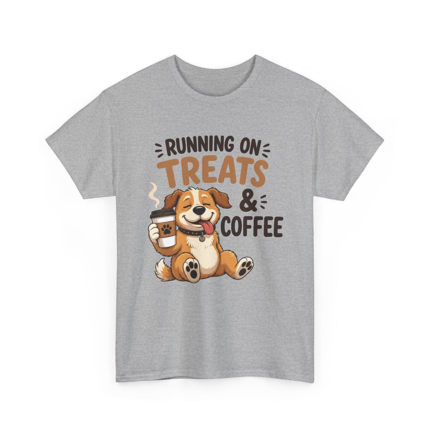 Running on Treats & Coffee T-Shirt | Cute Dog & Coffee Graphic Tee