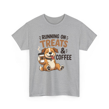 Running on Treats & Coffee T-Shirt | Cute Dog & Coffee Graphic Tee