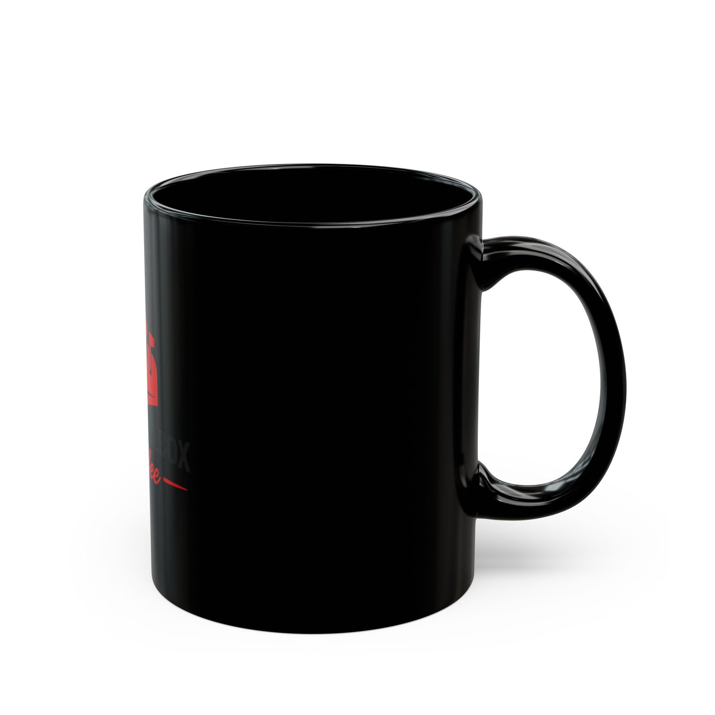 EveryMailBox Coffee Mug — Black Ceramic Cup with Bold Red Logo | 11oz & 15oz