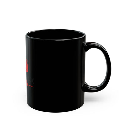 EveryMailBox Coffee Mug — Black Ceramic Cup with Bold Red Logo | 11oz & 15oz