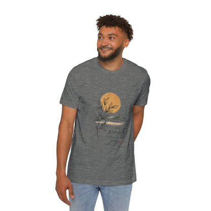 Inspirational Graphic T-Shirt — "Live Simply, Choose Joy" Sun & Botanical Design