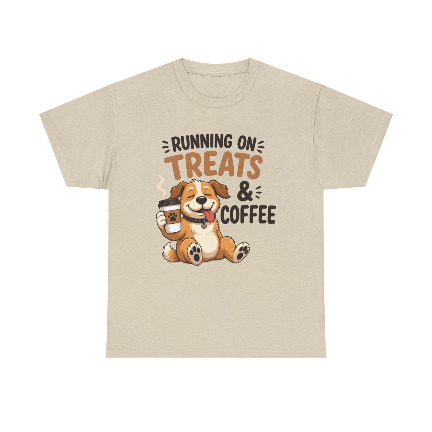 Running on Treats & Coffee T-Shirt | Cute Dog & Coffee Graphic Tee