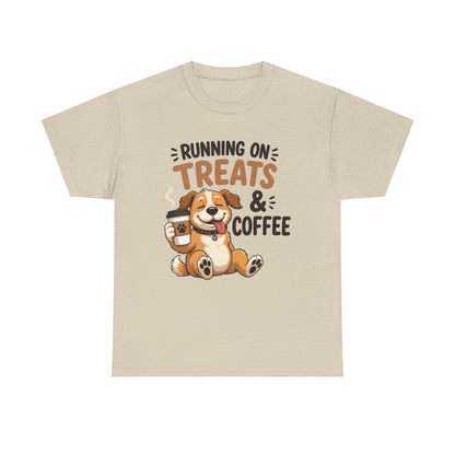 Running on Treats & Coffee T-Shirt | Cute Dog & Coffee Graphic Tee