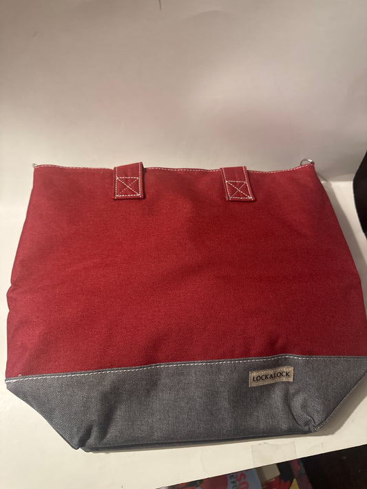 Lock & Lock Red Insulated Lunch Tote Bag with Sturdy Handles