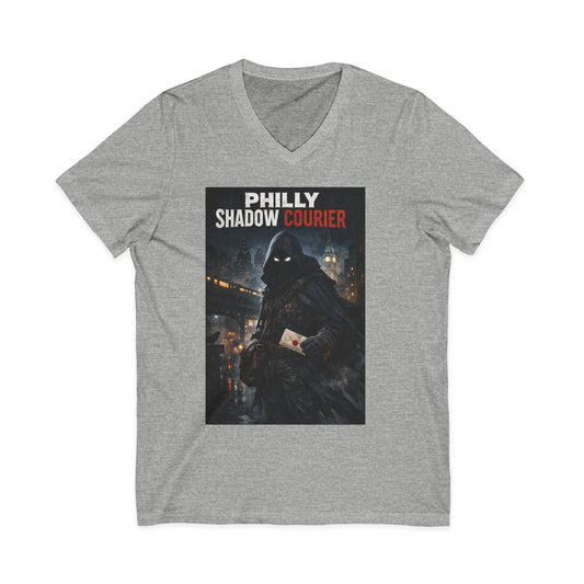 Philly Shadow Courier V‑Neck Tee – Unisex Graphic Shirt