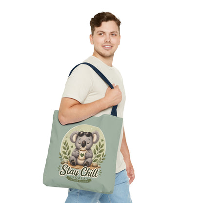 Stay Chill Koala Tote Bag | Cute Relaxing Animal AOP Tote | Eco-Friendly Canvas Tote Bag | Funny Koala Gift Idea for Animal Lovers