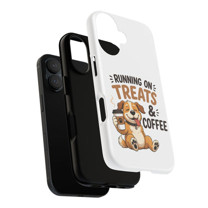 Running on Treats & Coffee Phone Case | Cute Dog Design for iPhone & Samsung
