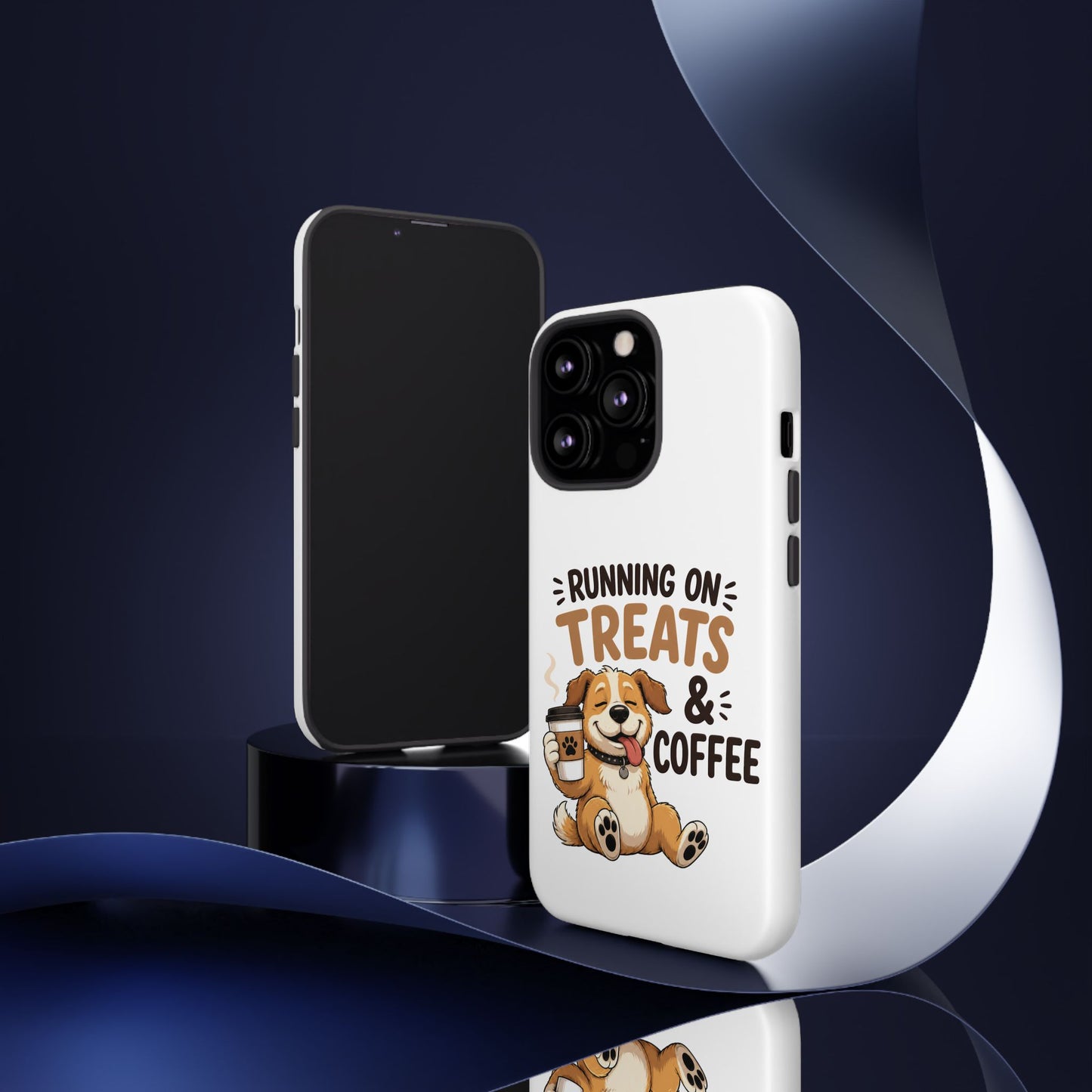 Running on Treats & Coffee Phone Case | Cute Dog Design for iPhone & Samsung