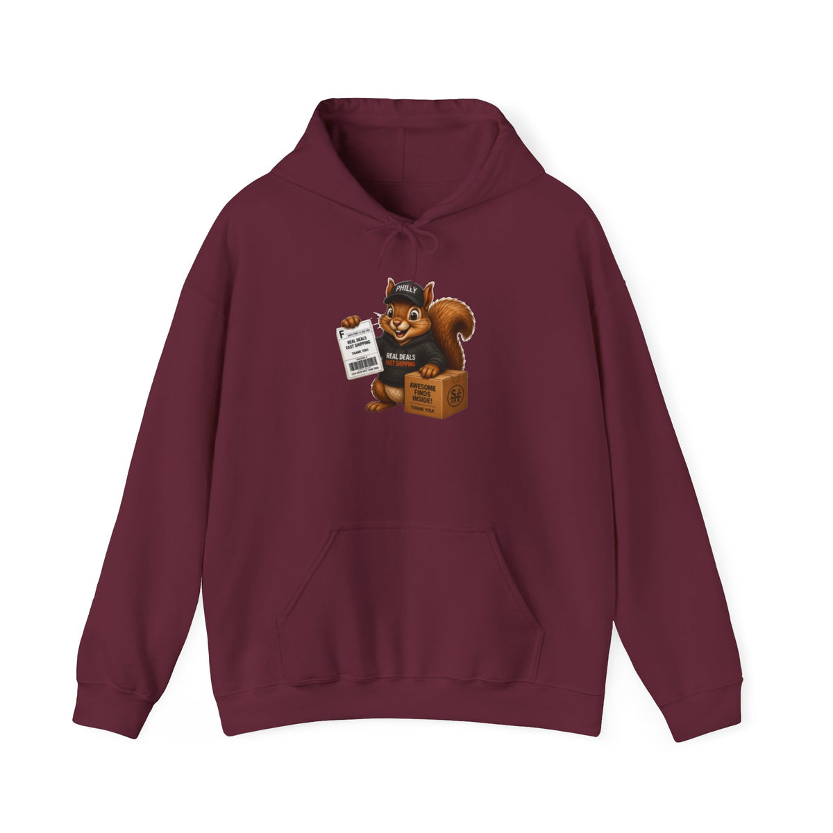 Squirrel Courier Hoodie – Cute Delivery Squirrel Holding Package & Receipt