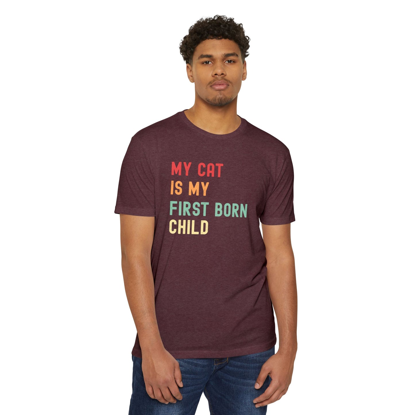 Funny Cat Lover T-Shirt – 'My Cat Is My First Born' Unisex Pet Parent Tee
