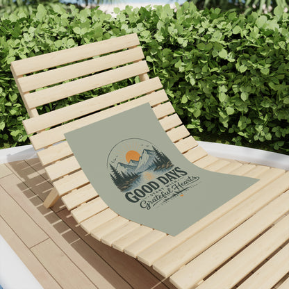 Good Days Grateful Hearts Beach Towel | Mountain Sunrise Print