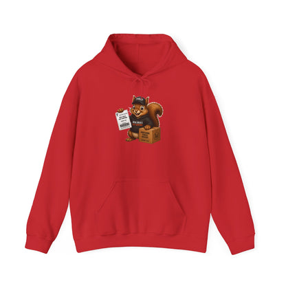 Squirrel Courier Hoodie – Cute Delivery Squirrel Holding Package & Receipt