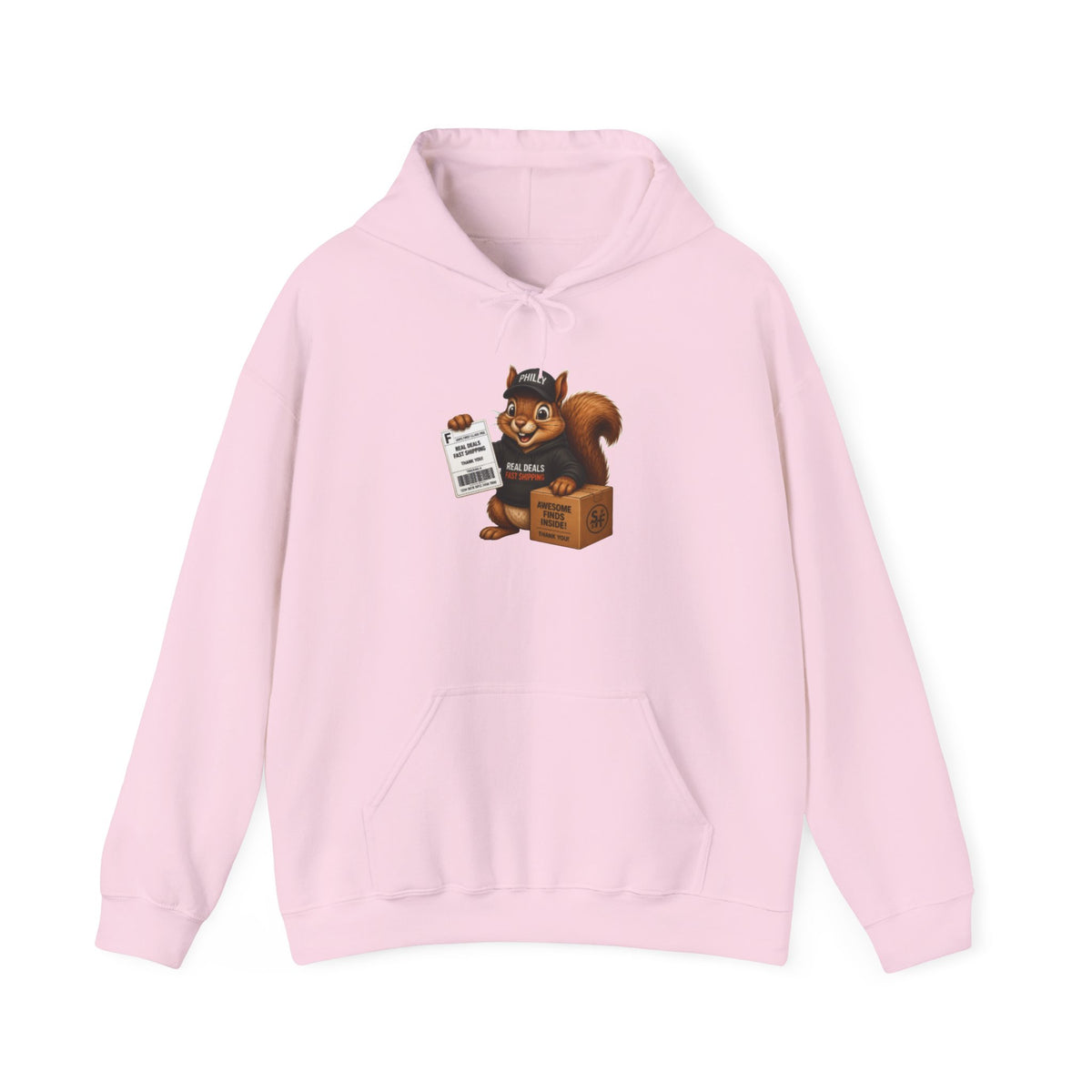 Squirrel Courier Hoodie – Cute Delivery Squirrel Holding Package & Receipt