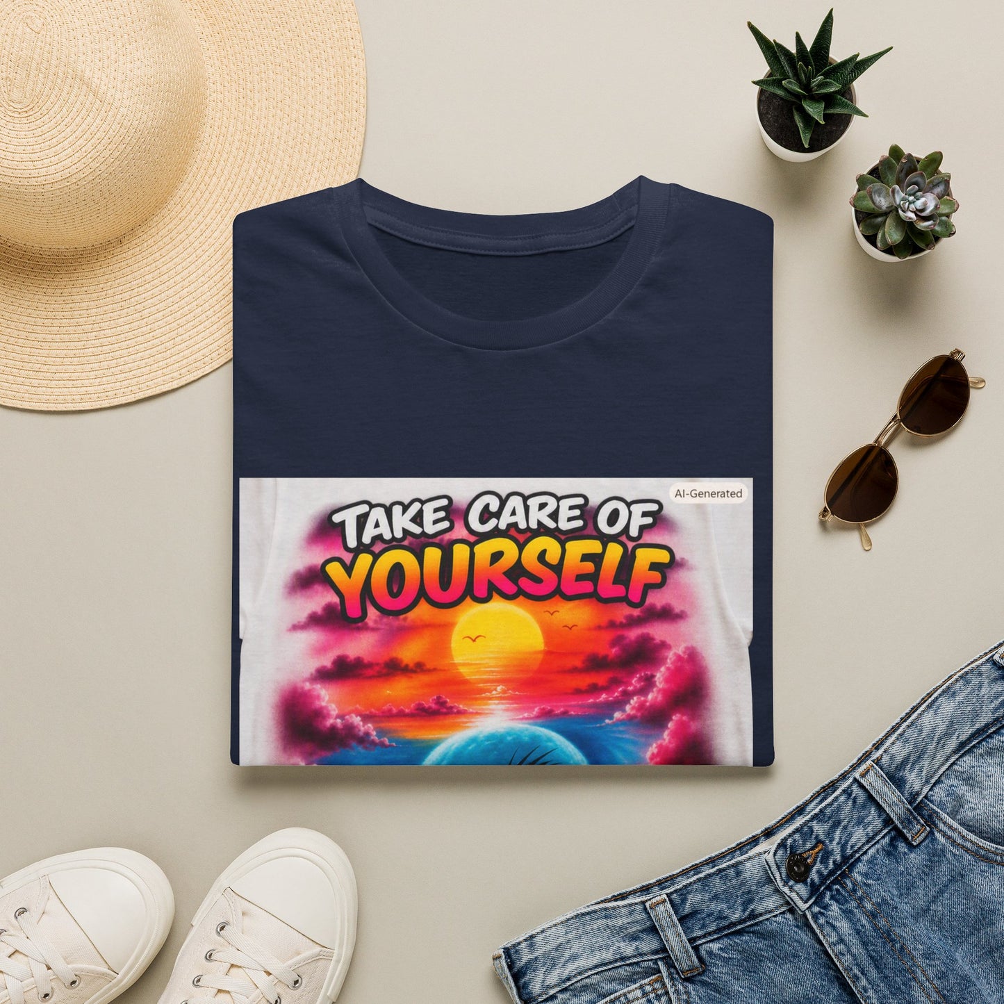 Take Care of Yourself T-Shirt — Self-Care Sunset Graphic Tee