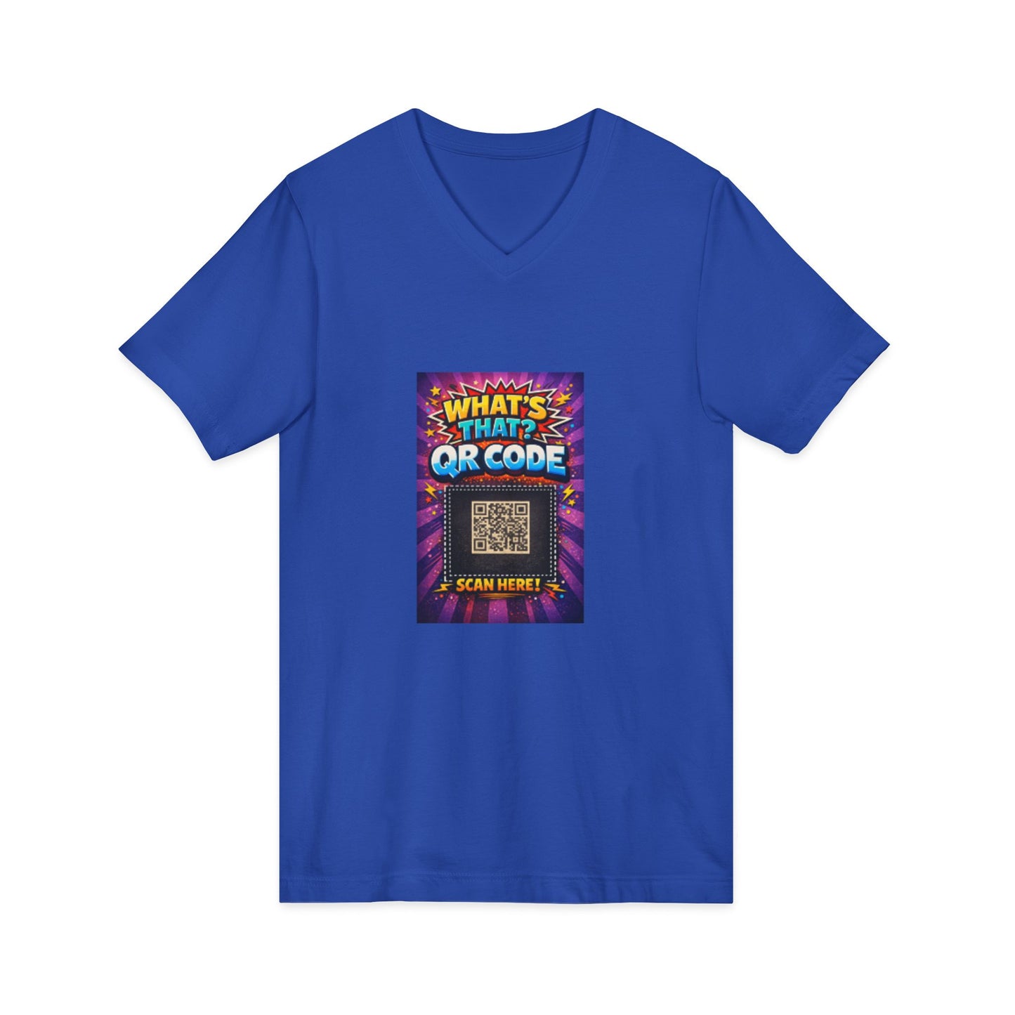 QR Code V‑Neck T‑Shirt with What’s This Graphic
