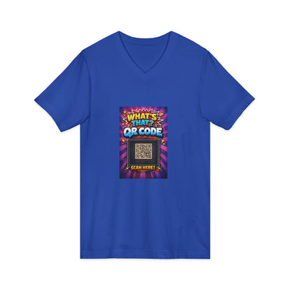 QR Code V‑Neck T‑Shirt with What’s This Graphic