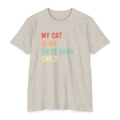 Funny Cat Lover T-Shirt – 'My Cat Is My First Born' Unisex Pet Parent Tee